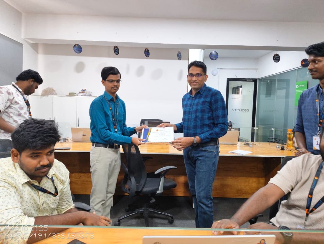 Certificate of recognition at the Codincity office